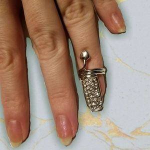 💎Jewel fingernail rings clear crystal silver tone